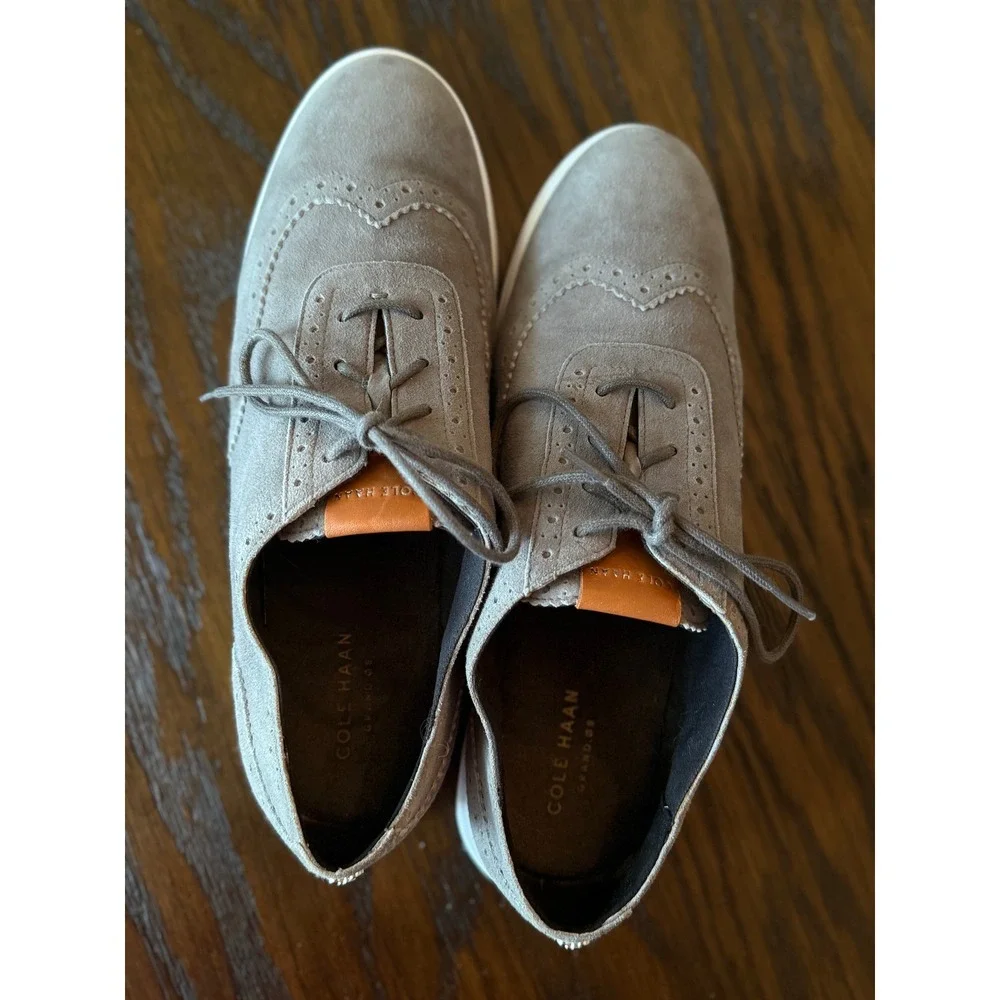 Cole Haan Zerogrand Wingtip Oxford Men's 9B Grey Suede‎ Excellent W05167 Brogue